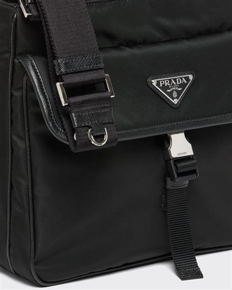 prada backpack saffiano leather black|Prada nylon shoulder bag price.